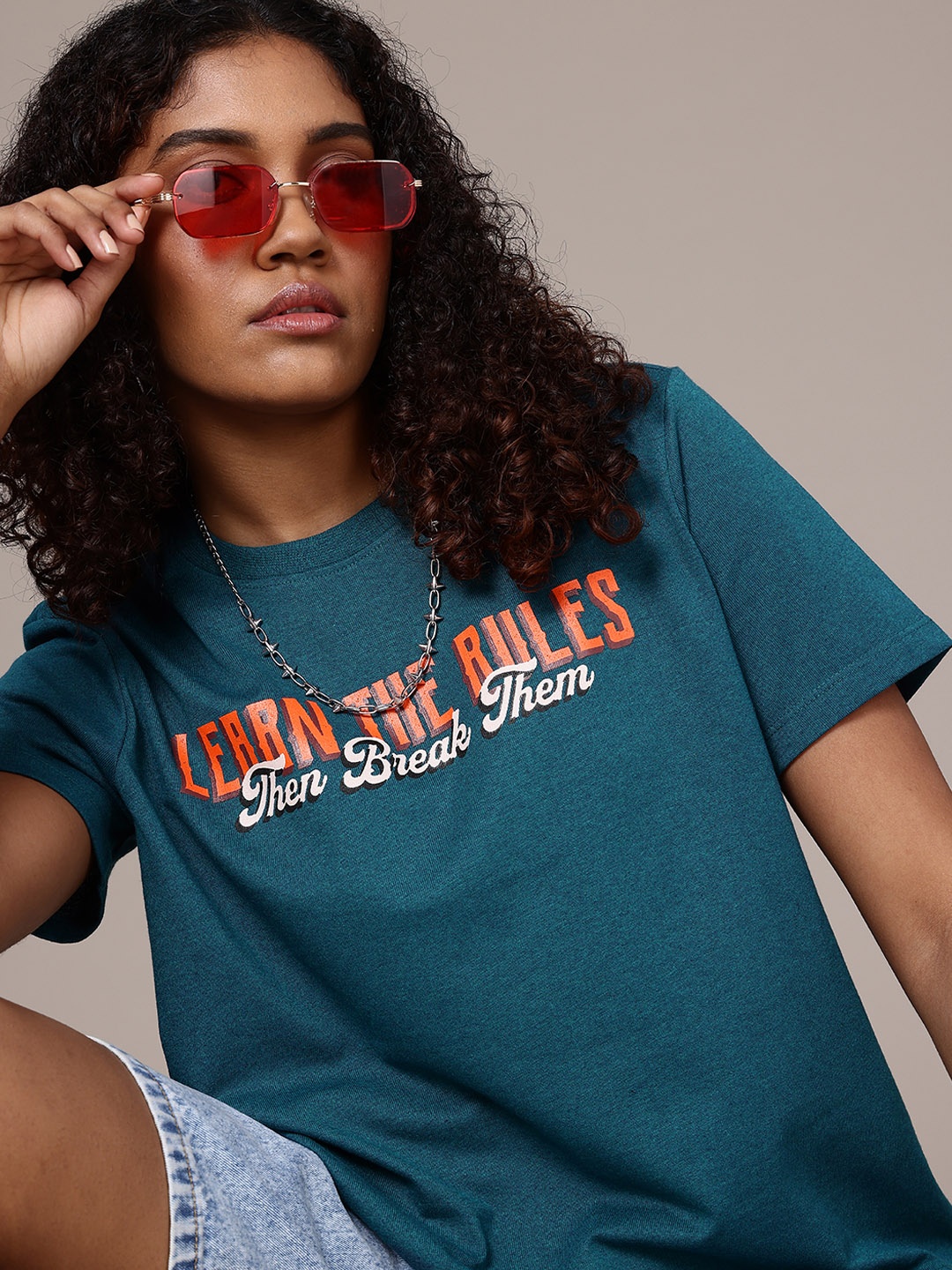 

The Roadster Life Co. Typography Printed T-shirt, Teal