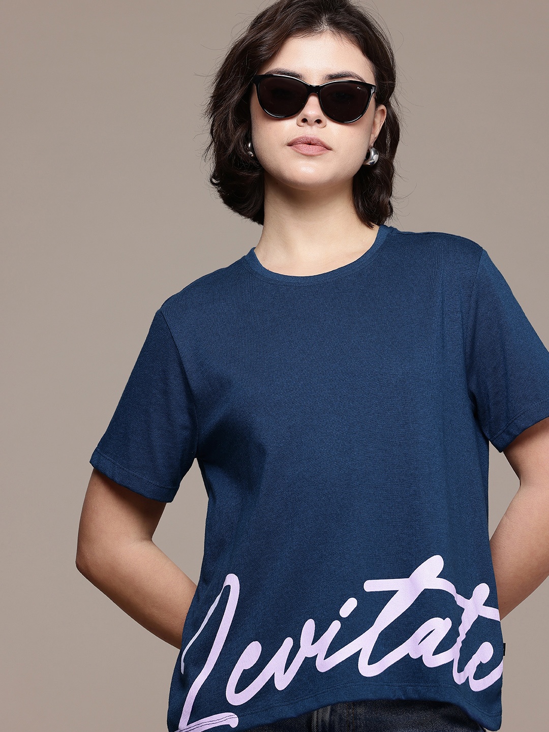 

The Roadster Life Co. Typography Printed Drop-Shoulder Sleeves Boxy T-shirt, Teal