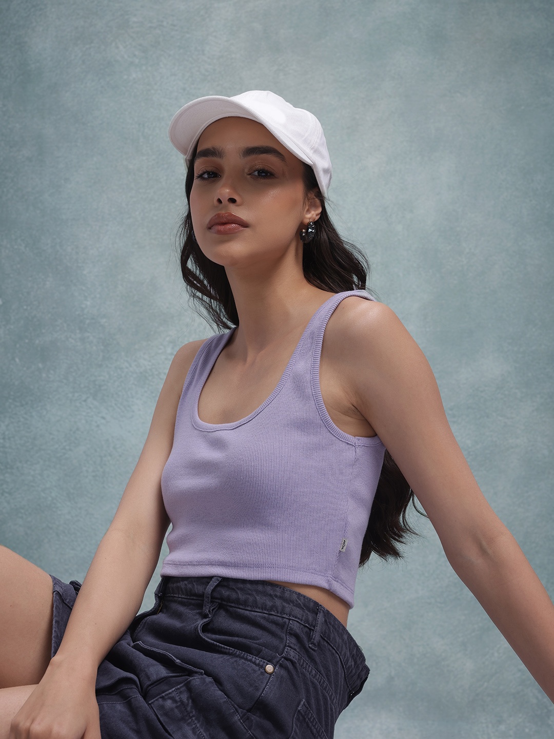 

The Roadster Life Co. Scoop Neck Crop Tank Top, Lavender