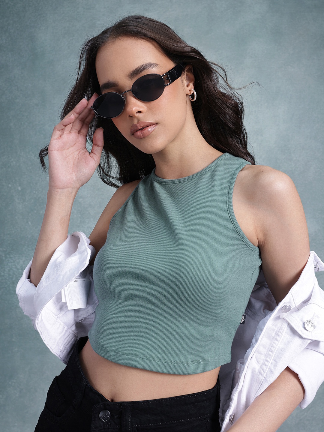 

The Roadster Life Co. Ribbed Crop Top, Green