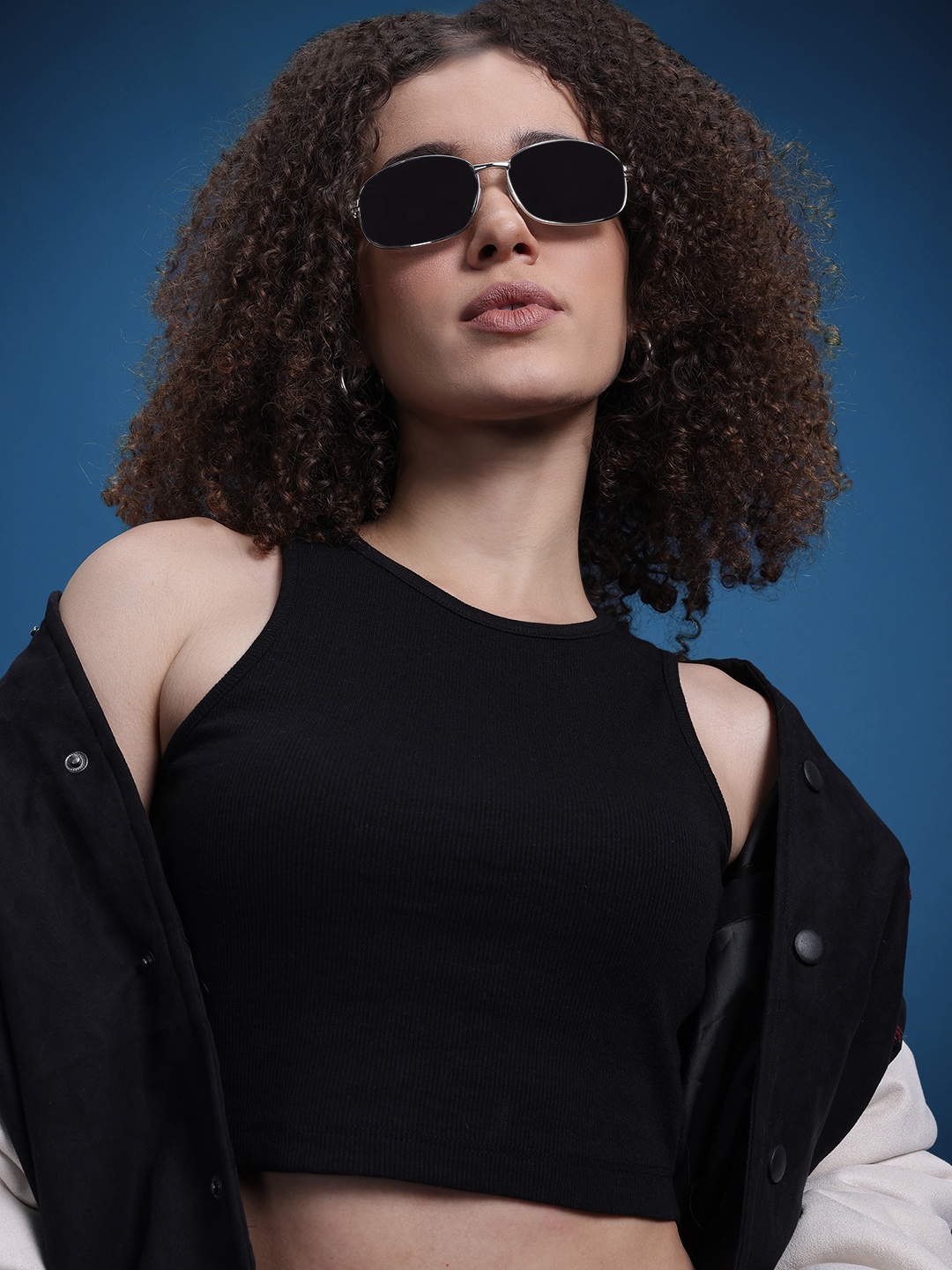 

The Roadster Life Co. Ribbed Tank Crop Top, Black