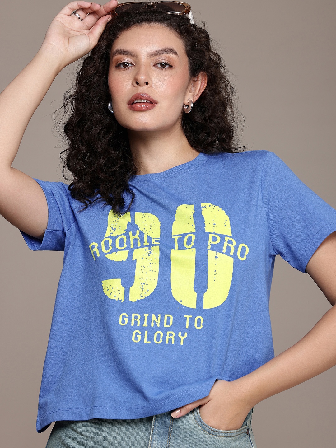 

The Roadster Life Co. Varsity Printed Boxy T-shirt, Blue
