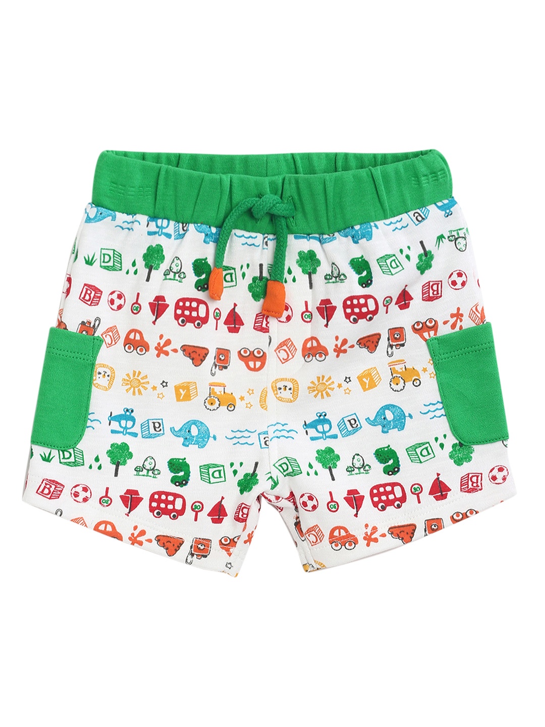 

MINI KLUB Boys Green Printed Regular Fit Regular Shorts