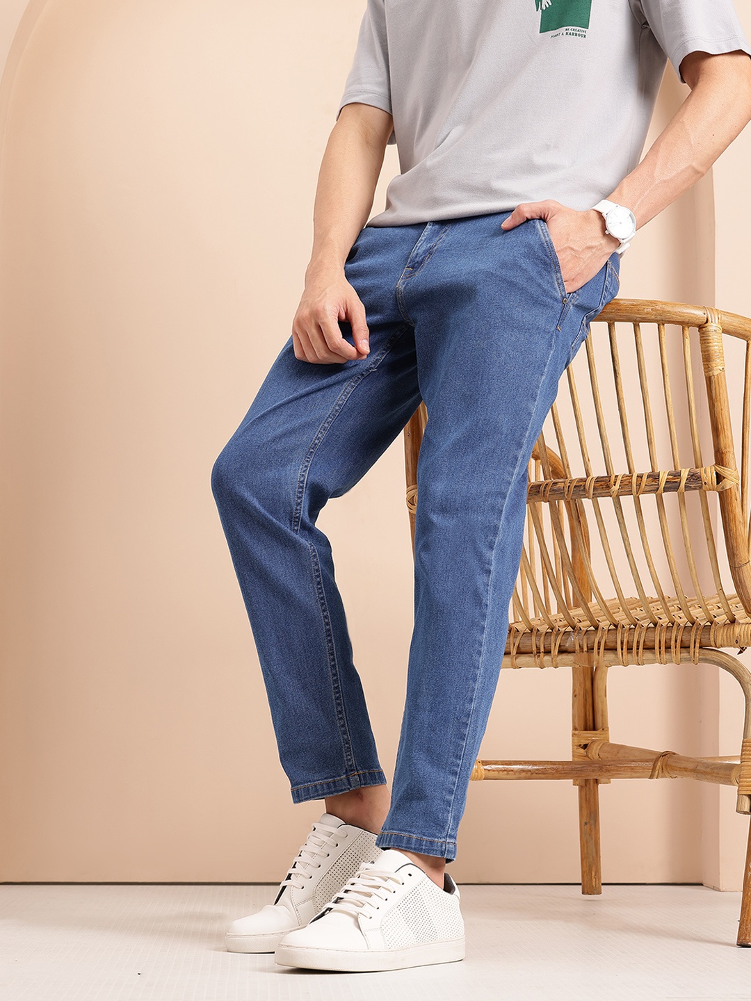 

Mast & Harbour Men Tapered Fit Jeans, Navy blue