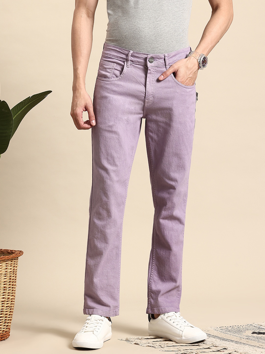 

Mast & Harbour Men Slim Fit Stretchable Jeans, Lavender