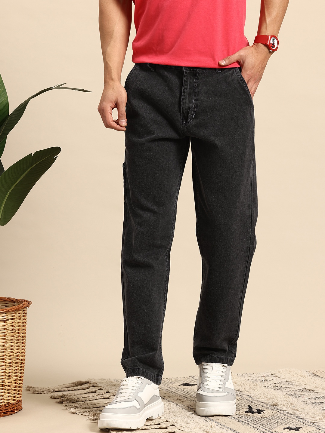 

Mast & Harbour Men Relaxed Fit Jeans, Charcoal