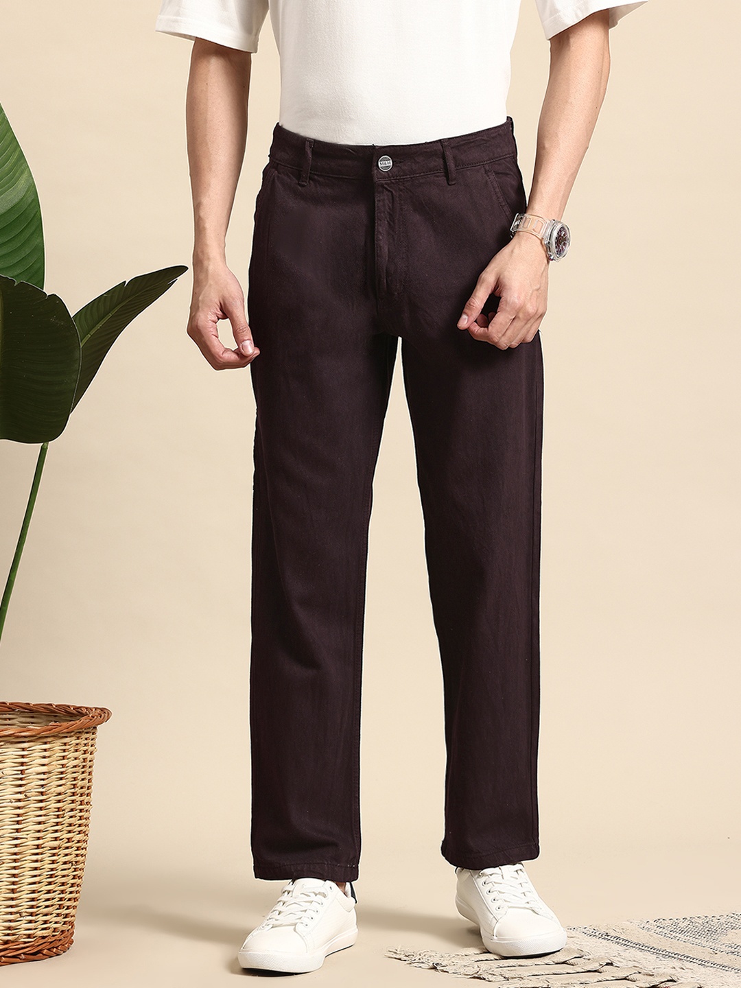 

Mast & Harbour Men Relaxed Fit Carpenter Jeans, Brown