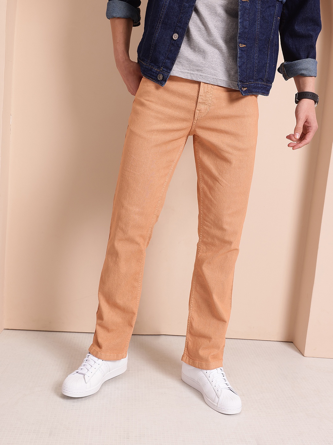 

Mast & Harbour Men Bootcut Stretchable Jeans, Brown