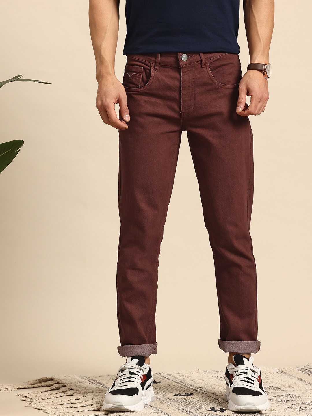 

Mast & Harbour Men Slim Fit Jeans, Brown