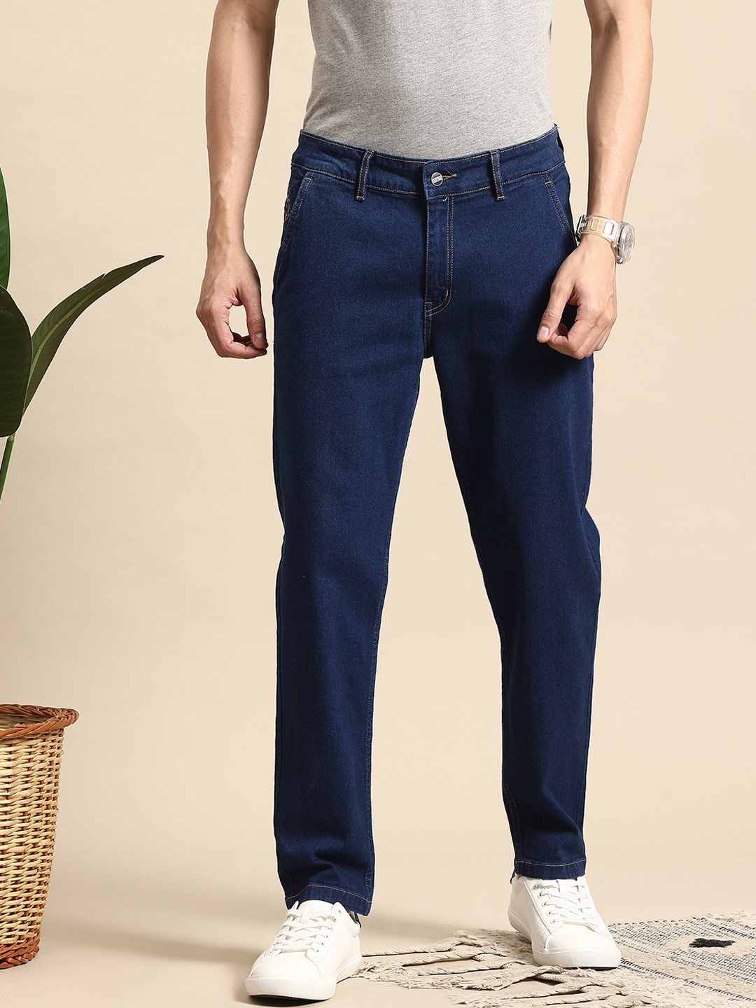 

Mast & Harbour Men Tapered Fit Jeans, Navy blue