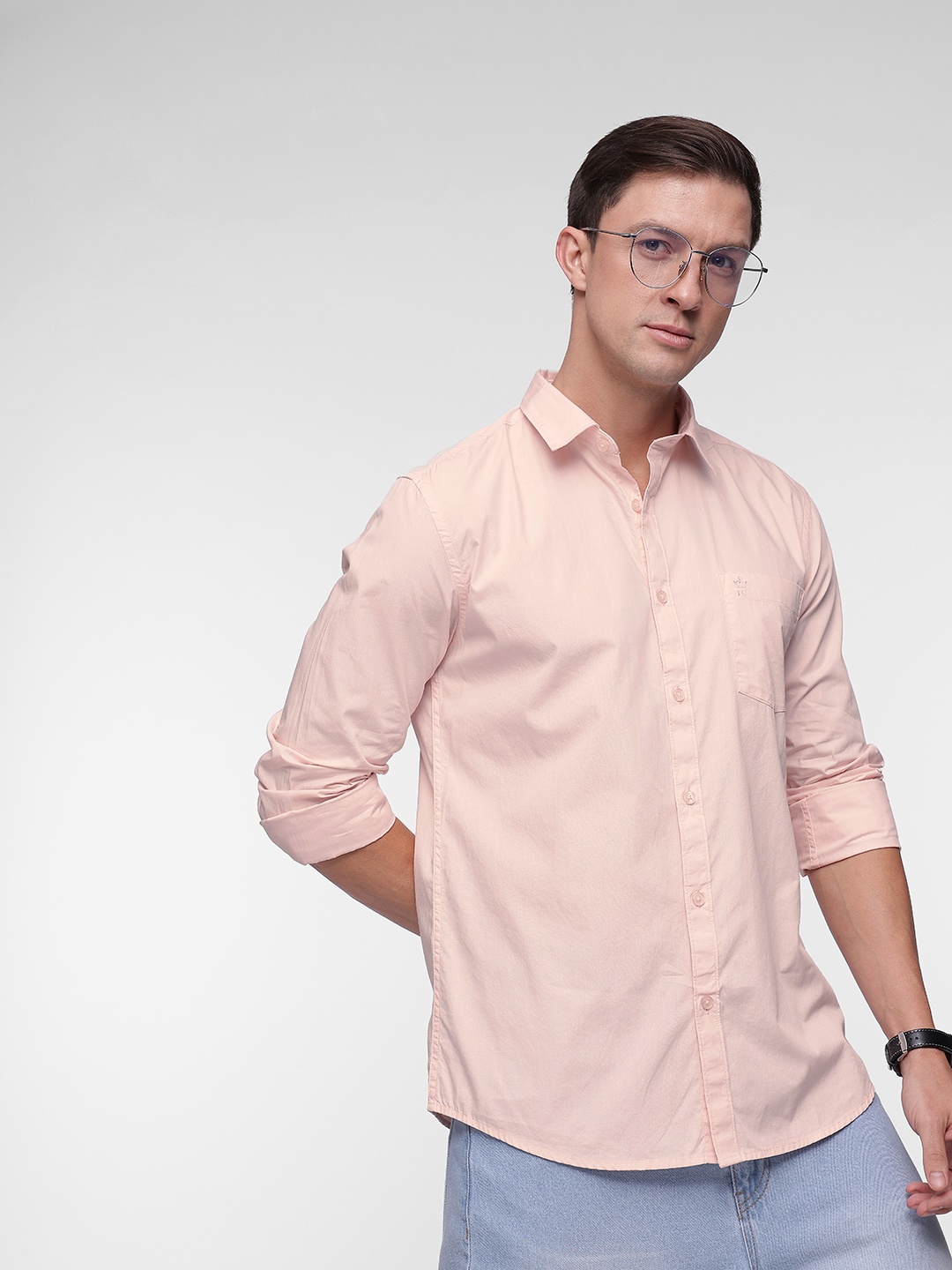 

French Connection Slim Fit Opaque Pure Cotton Casual Shirt, Pink