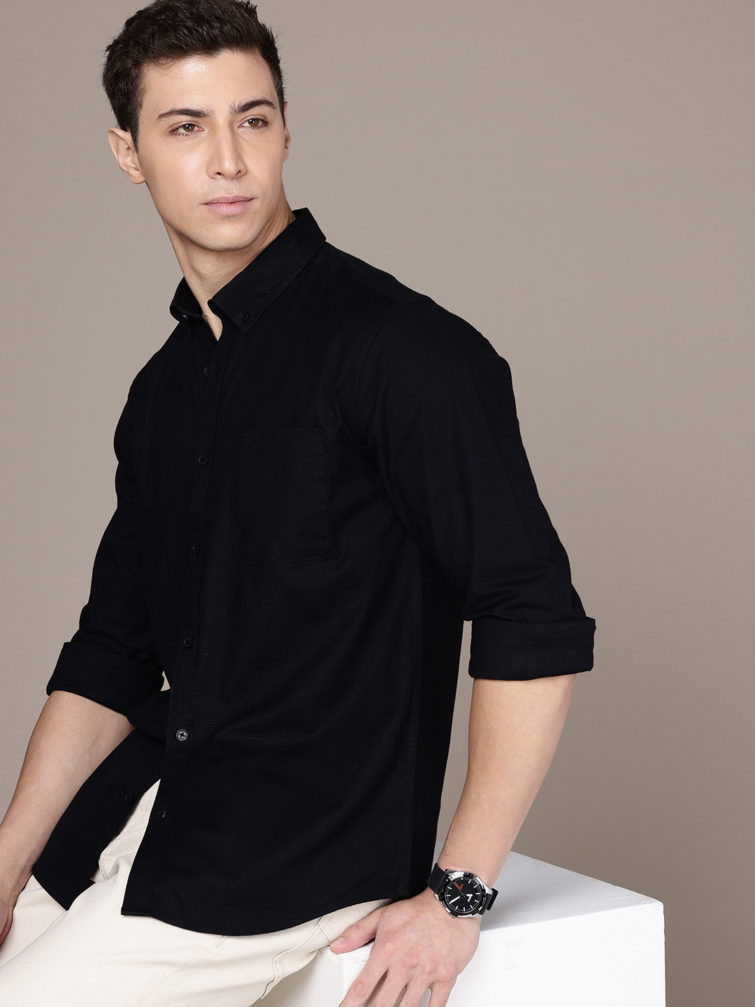 

French Connection Slim Fit Opaque Casual Shirt, Black