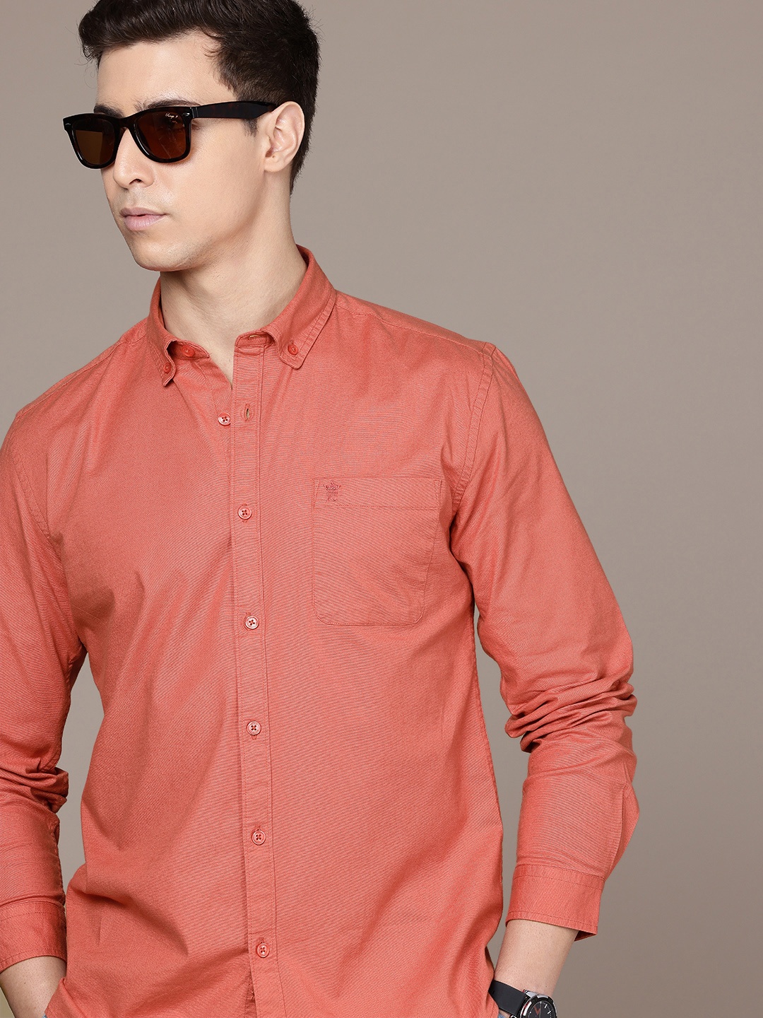 

French Connection Slim Fit Opaque Casual Shirt, Rust
