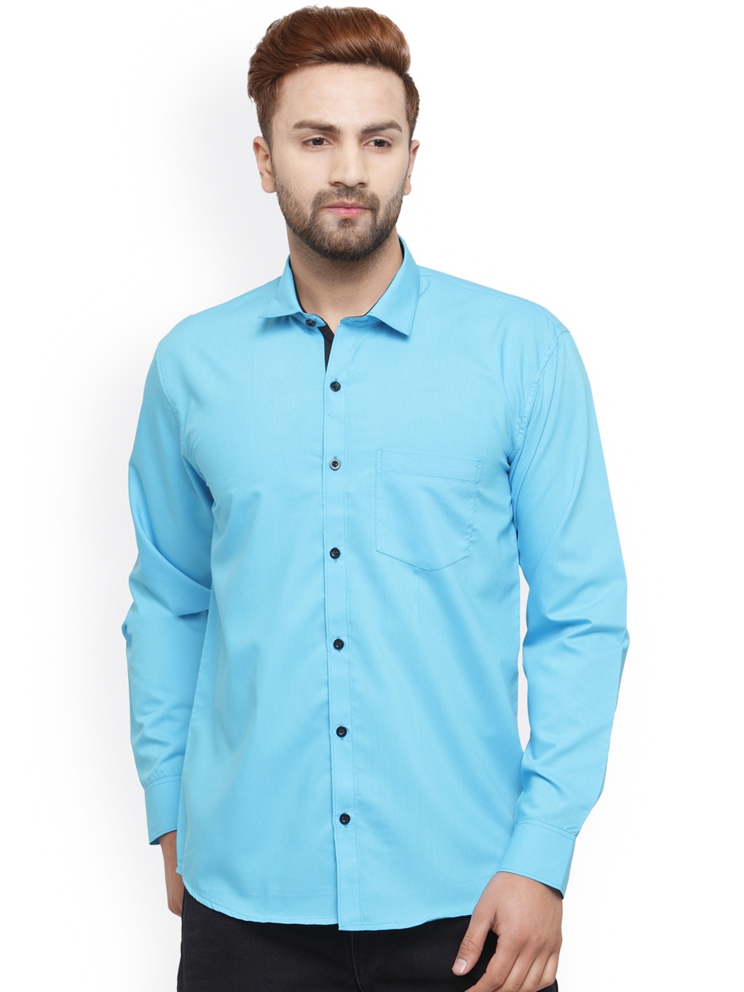

JAINISH Men Turquoise Blue Classic Slim Fit Solid Casual Shirt
