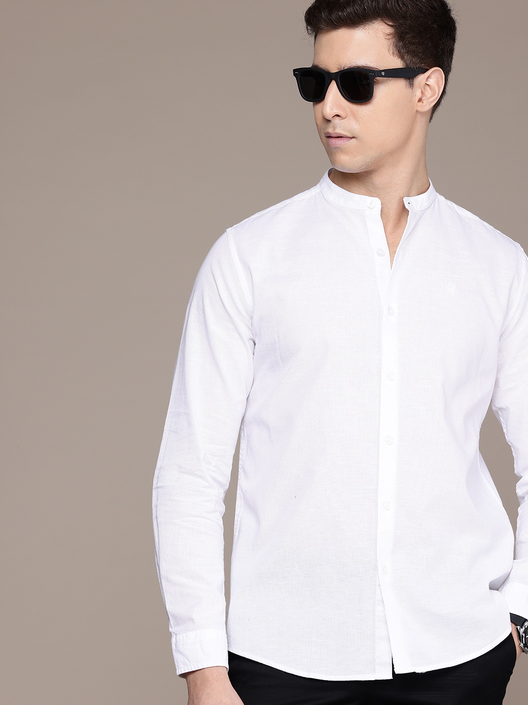 French Connection Pure Cotton Slim Fit Opaque Casual Shirt, White