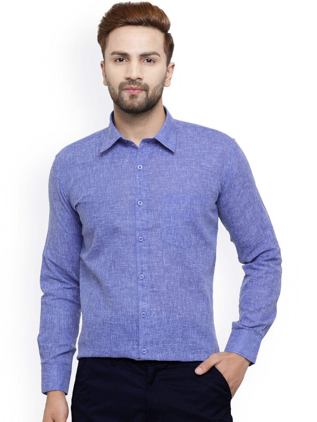 

JAINISH Men Blue Classic Slim Fit Solid Formal Shirt