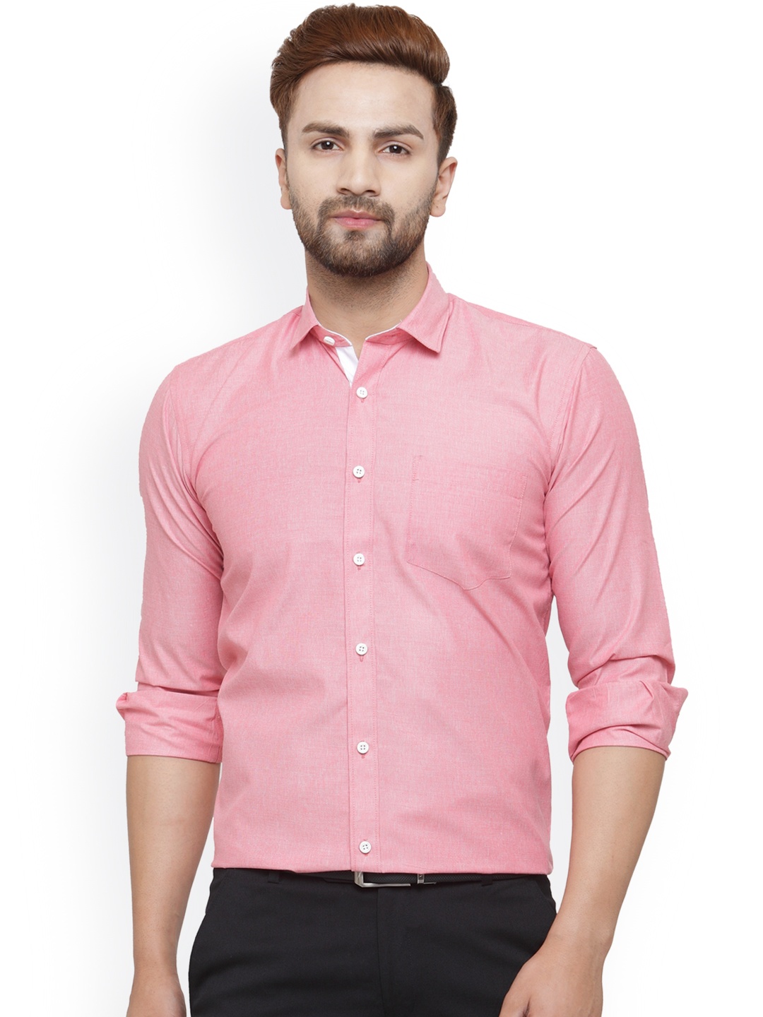 

JAINISH Men Red Classic Slim Fit Solid Formal Shirt