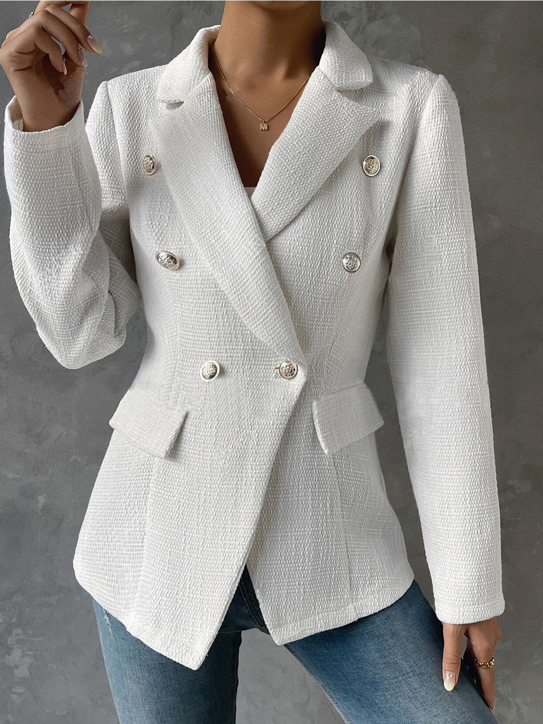 StyleCast x Revolte Women Solid Insulator Tailored Jacket, White