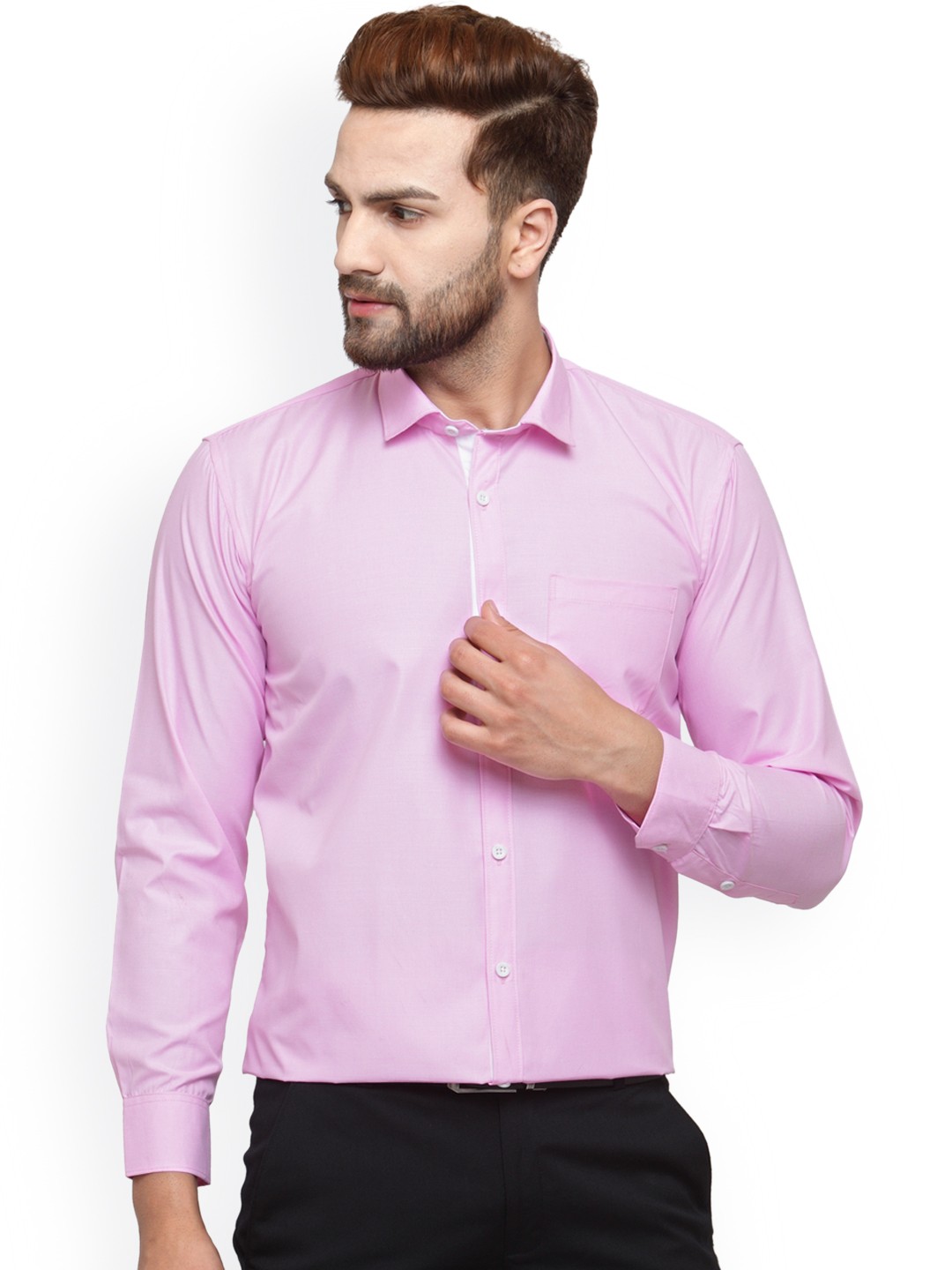 

JAINISH Men Pink Classic Slim Fit Solid Formal Shirt