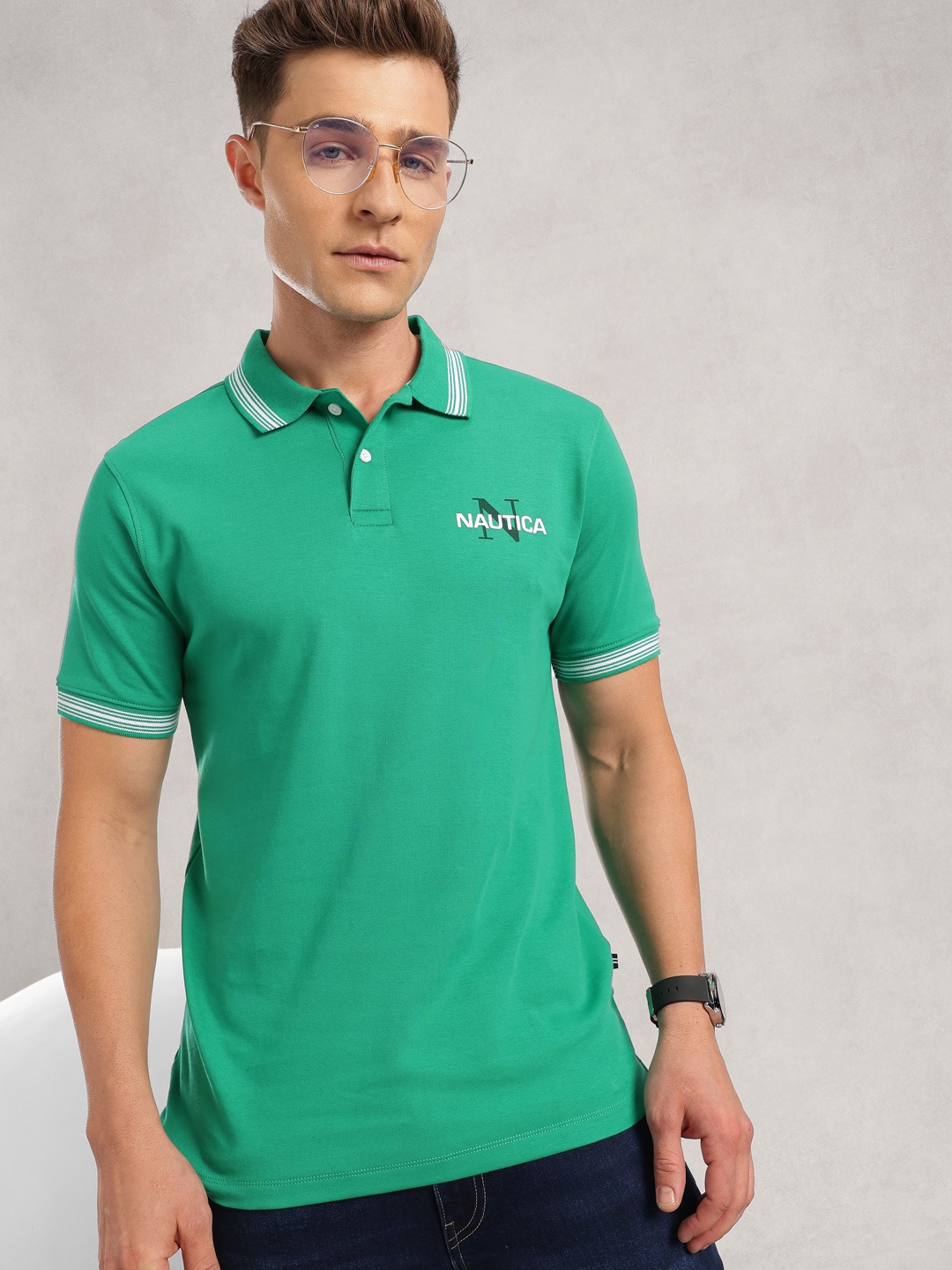 

Nautica Polo Collar Pure Cotton T-shirt, Green