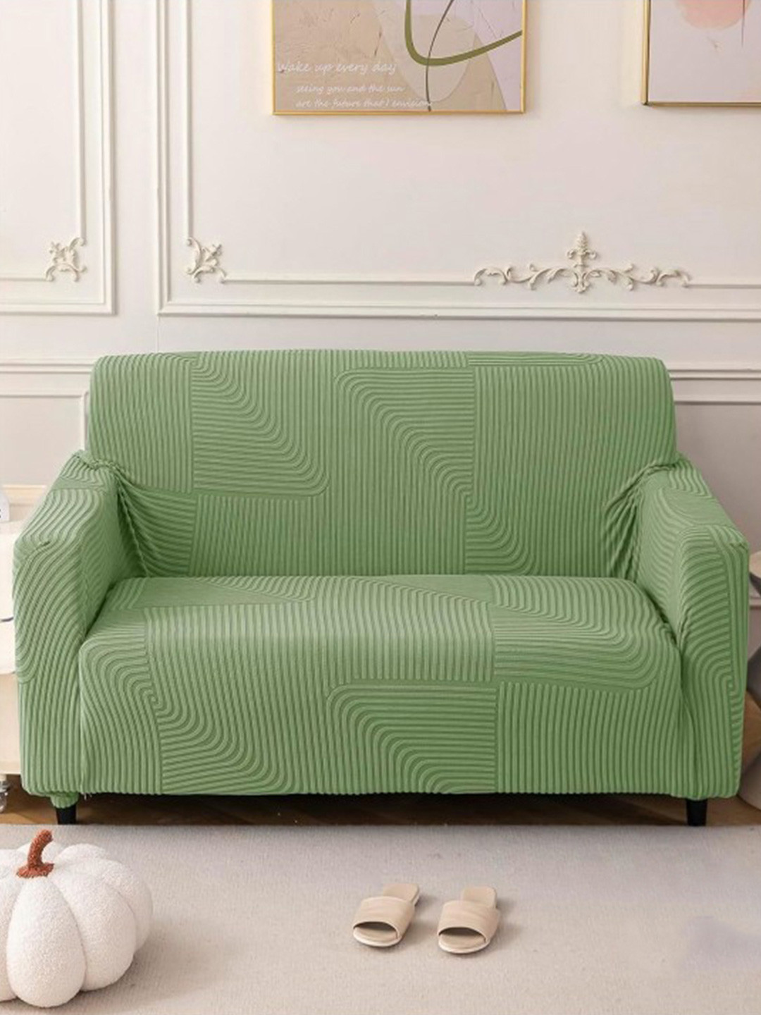 

HOUSE OF QUIRK Green Self Design Jacquard Soft Touching 5 Seater Sofa Cover