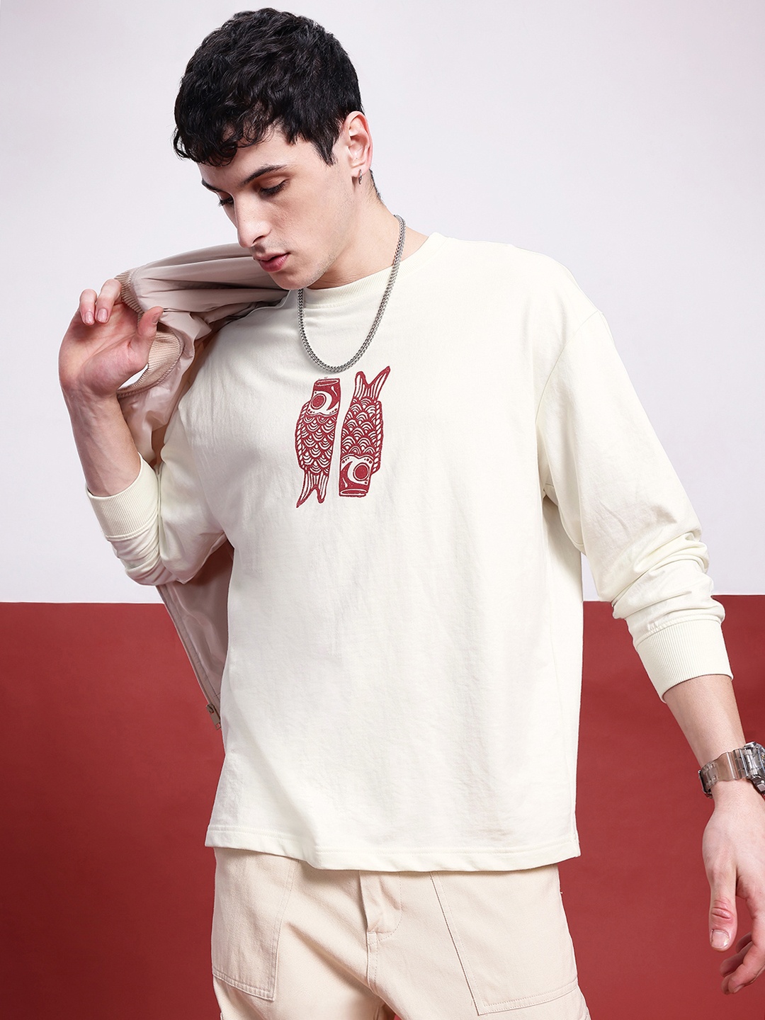 

Kook N Keech Tribal Imprint Printed Pullover, Cream