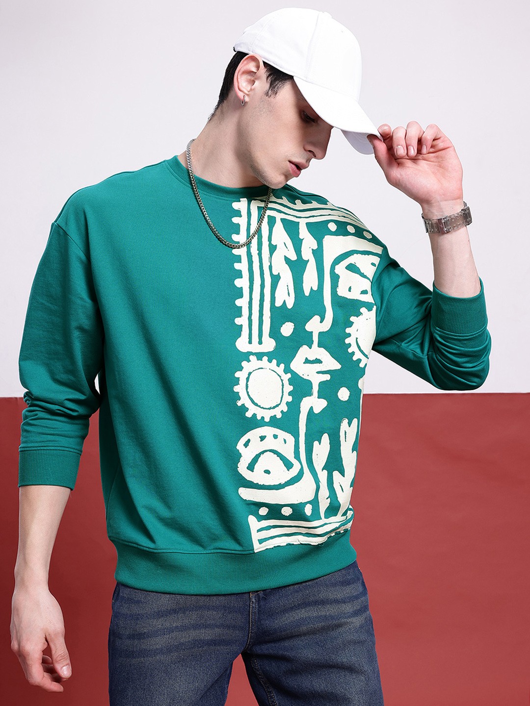 

Kook N Keech Monochrome Mystique Graphic Printed Sweatshirt, Green