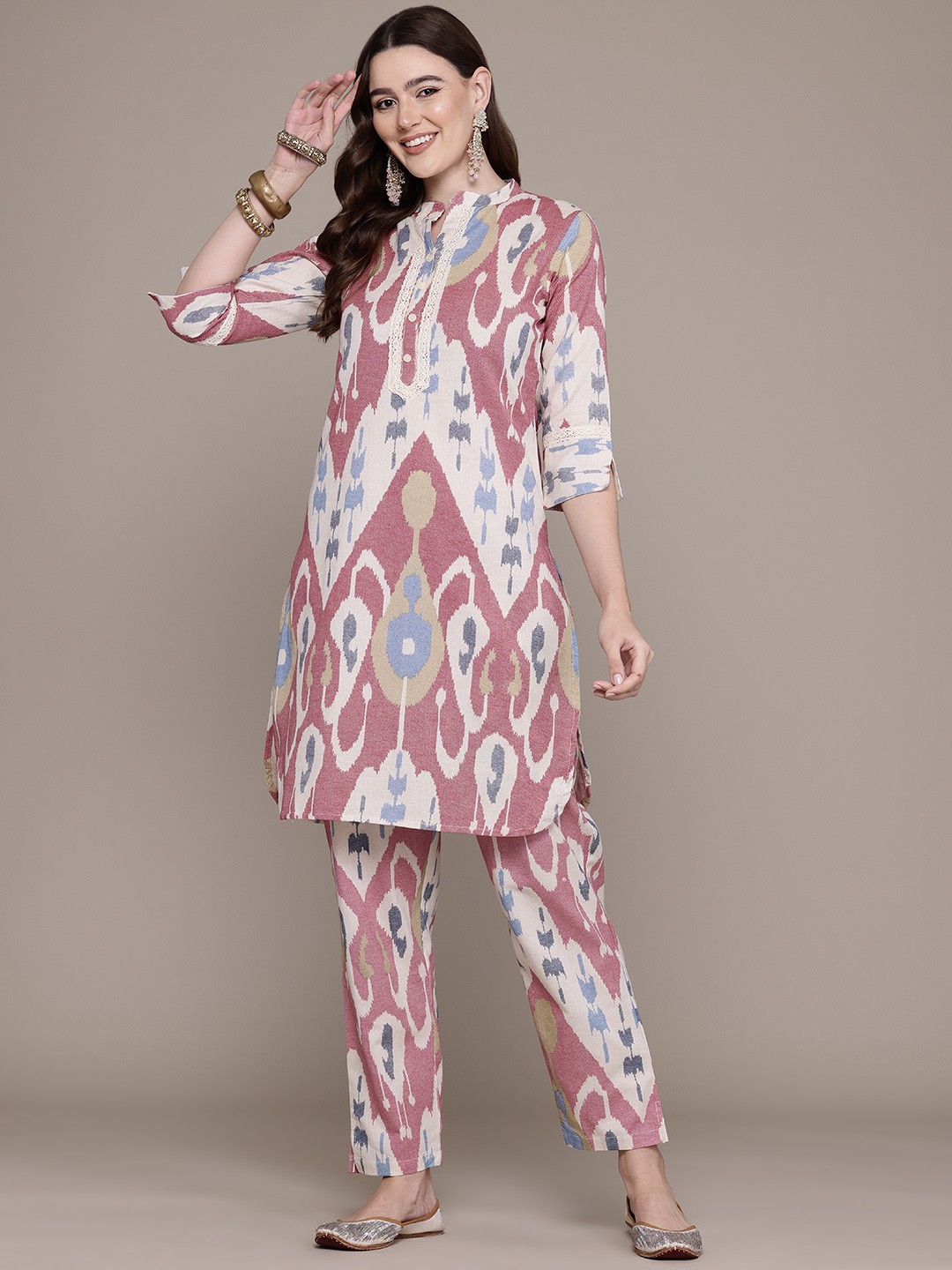 

Readiprint Printed Pure Cotton Kurta with Trousers, Red