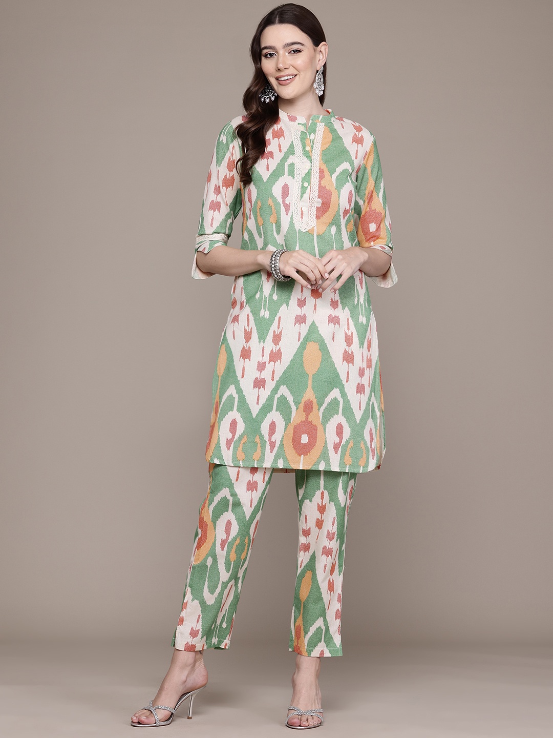 

Readiprint Printed Pure Cotton Kurta with Trousers, Green