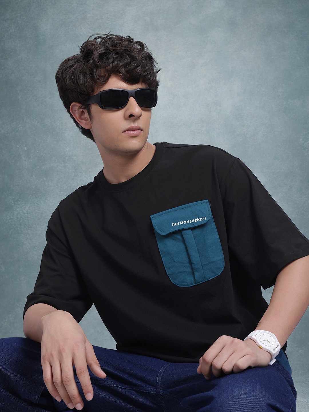 

The Roadster Life Co. Pure Cotton Pocket Relaxed T-shirt, Black