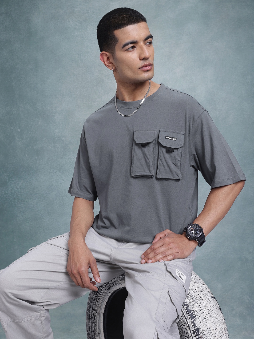 

The Roadster Life Co. Pure Cotton Pocket Relaxed T-shirt, Charcoal
