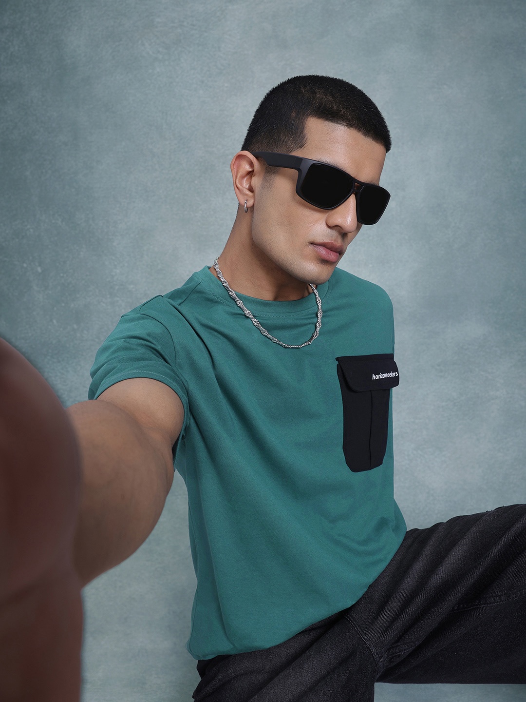 

The Roadster Life Co. Pure Cotton Pocket Relaxed T-shirt, Teal