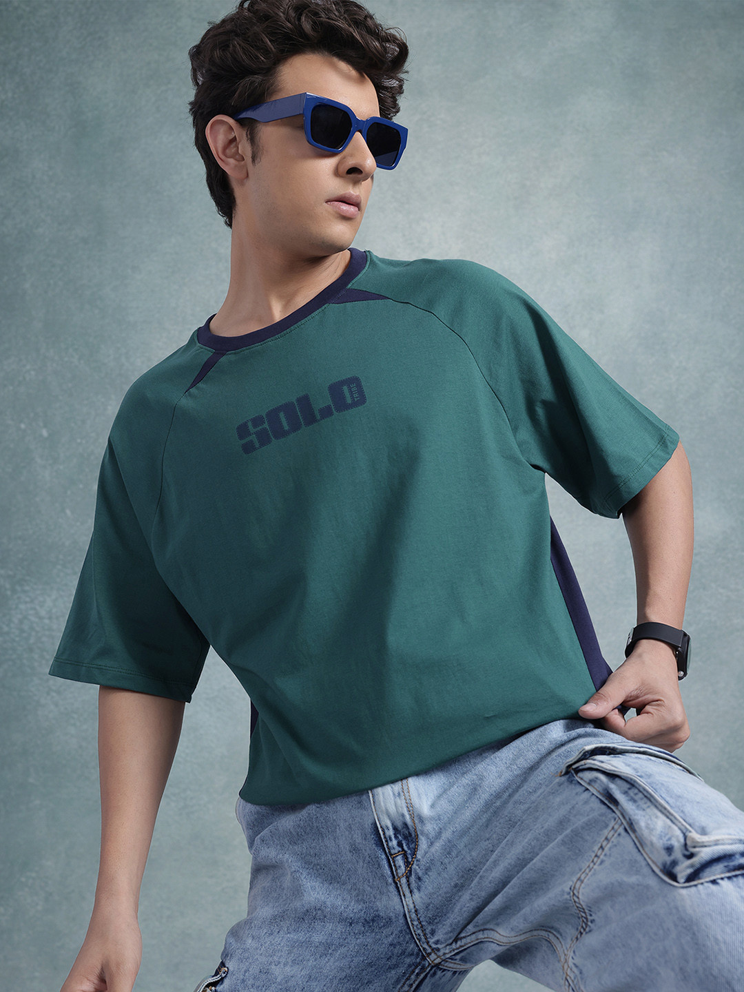 

The Roadster Life Co. Typography Print Pure Cotton T-shirt, Teal