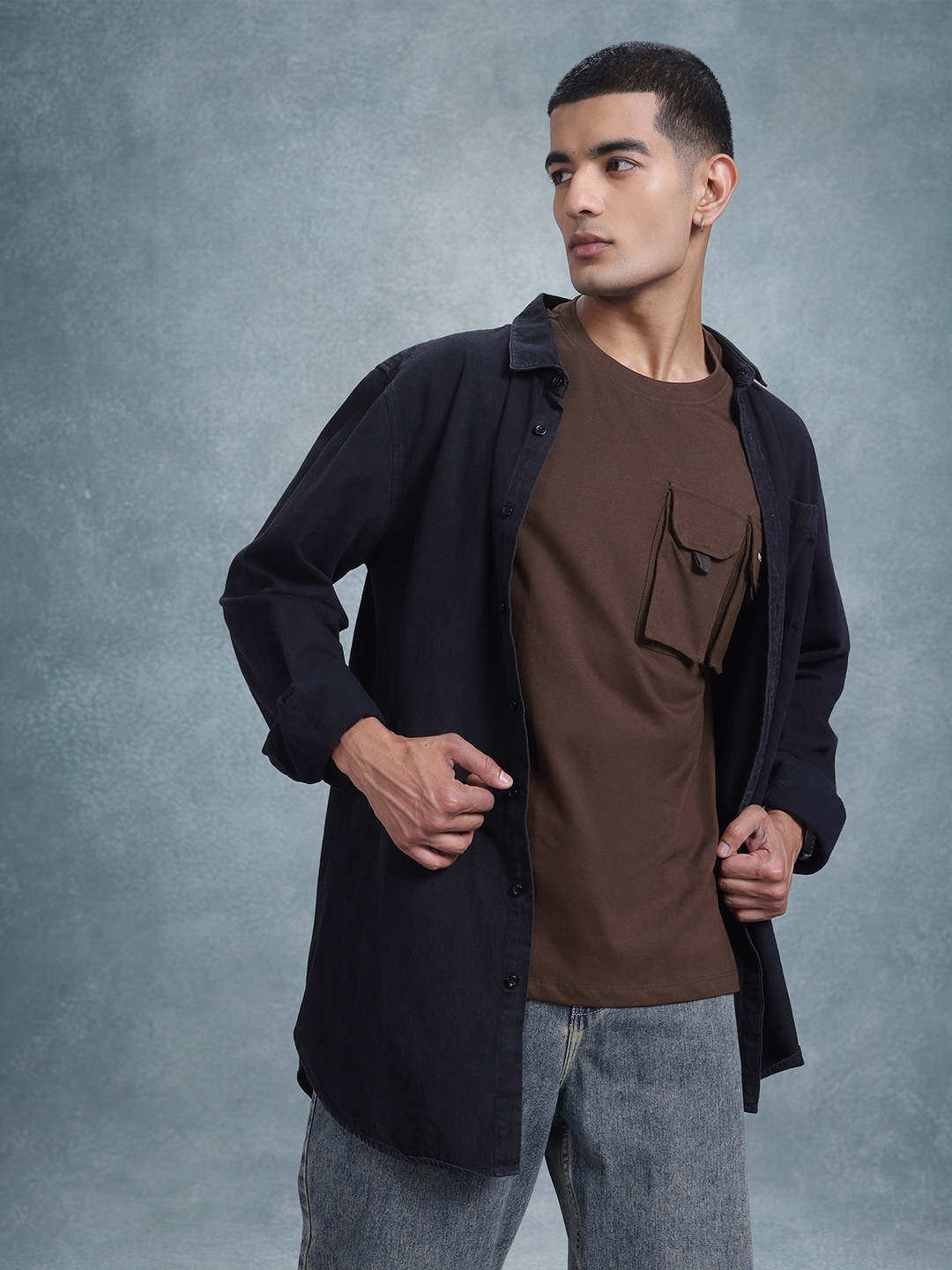 

The Roadster Life Co. Relaxed Fit Pure Cotton T-shirt, Coffee brown