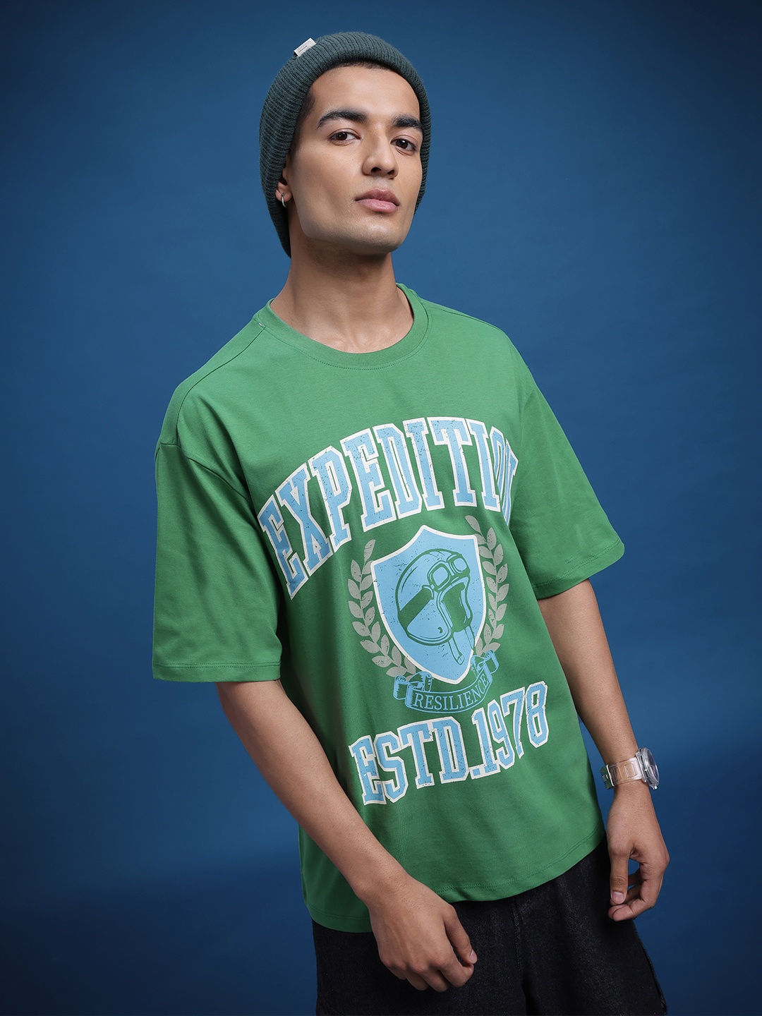 

The Roadster Life Co. Typography Print Relaxed Pure Cotton T-shirt, Green