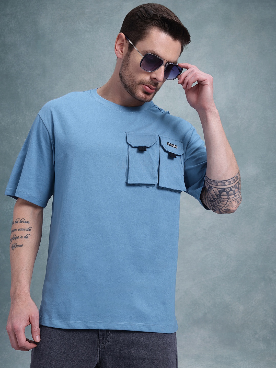

The Roadster Life Co. Pure Cotton Relaxed T-shirt, Blue