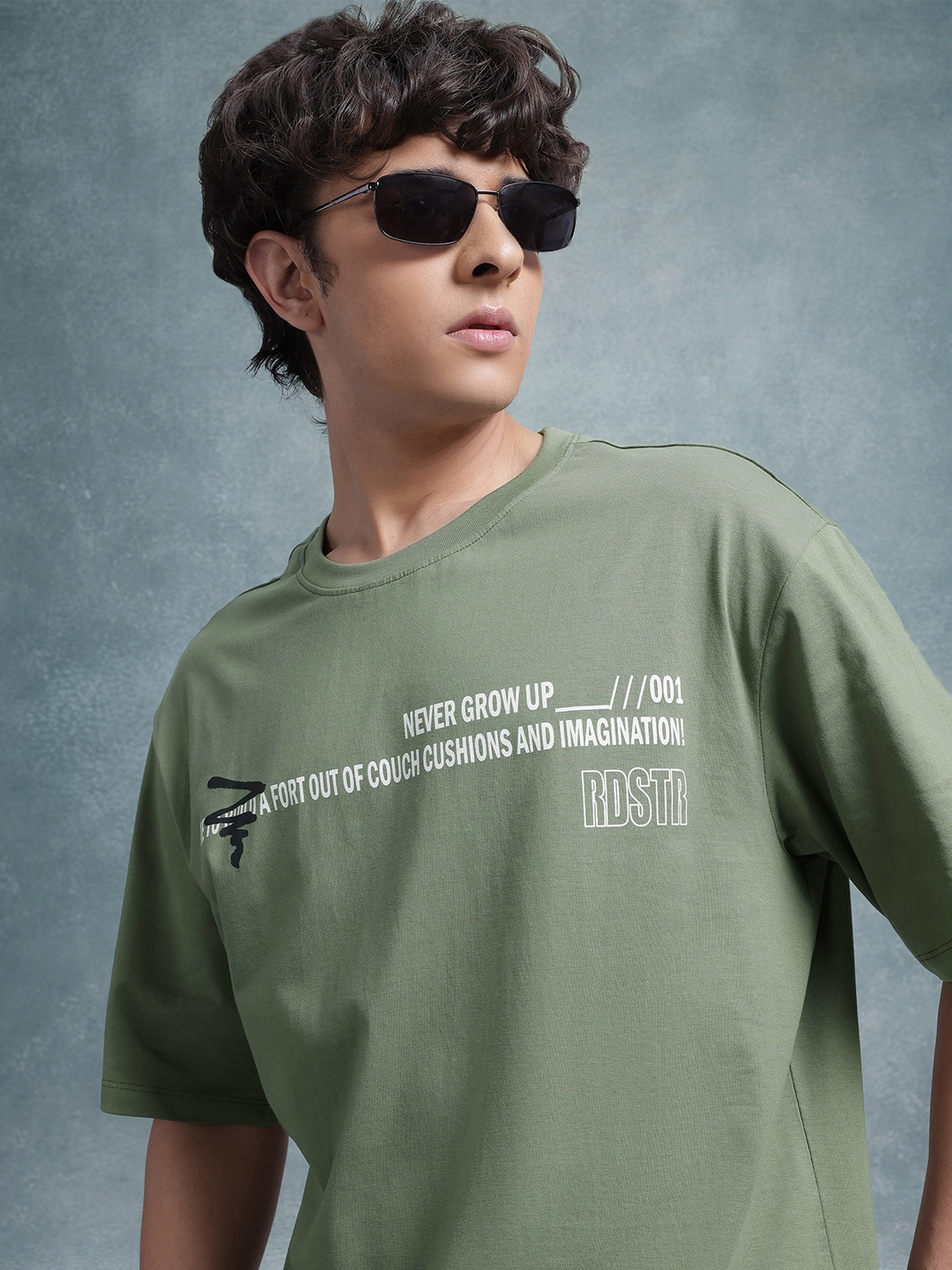 

The Roadster Life Co. Typography Print Relaxed Fit Pure Cotton T-shirt, Olive