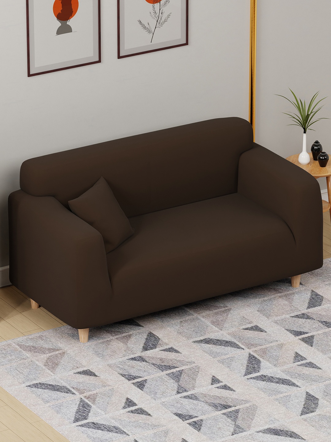 

Lukzer Brown 2 Seater Sofa Cover With Arms