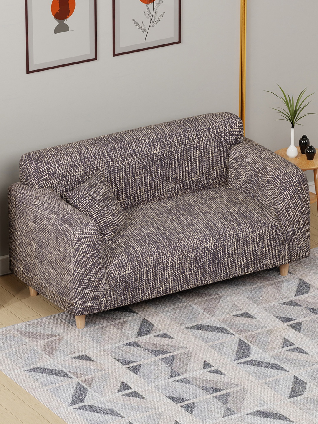 

Lukzer Brown Printed 2-Seater Sofa Cover With Arms