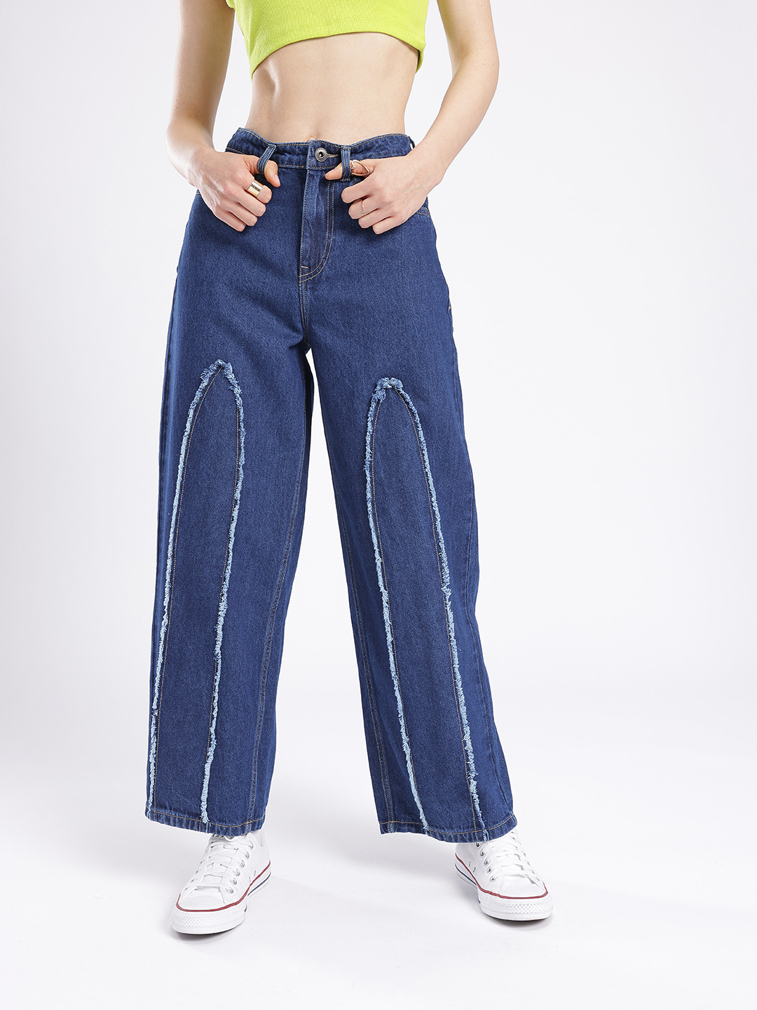 

glitchez Women Retro Nostalgia 90's Baggy Fit Patch Work High-Rise Light Fade Jeans, Blue