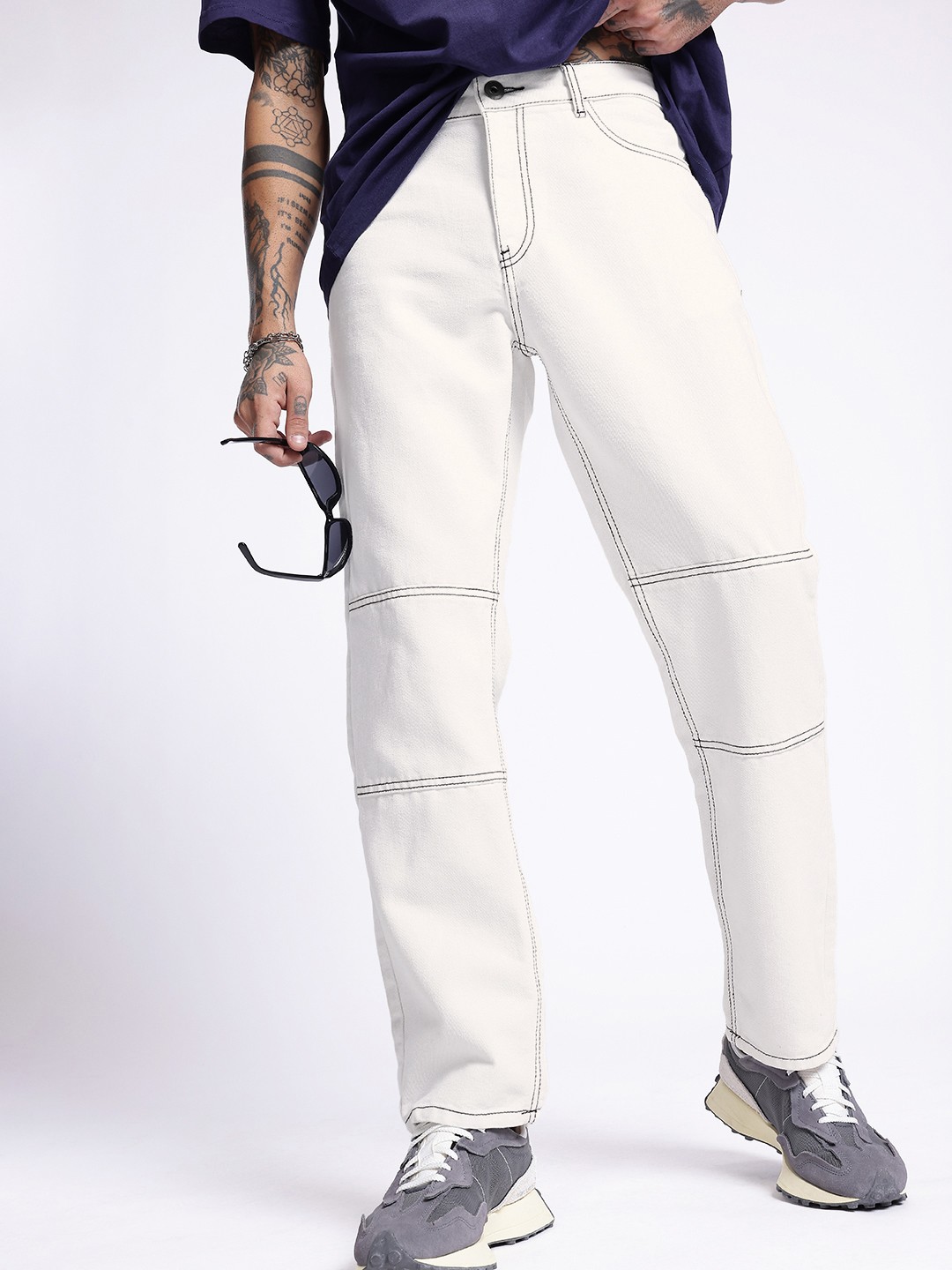 

glitchez Men Urban Savvy Straight Fit Jeans, White