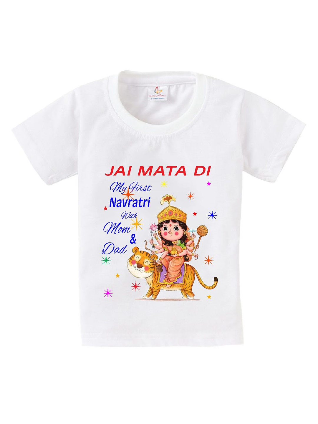 

Babywish Unisex Kids Graphic Printed Round Neck Cotton T-shirt, White
