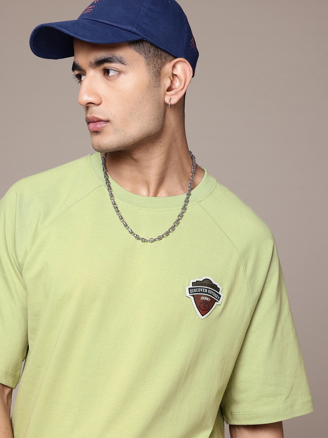 

The Roadster Lifestyle Co. Applique Detail Relaxed Cotton T-shirt, Lime green