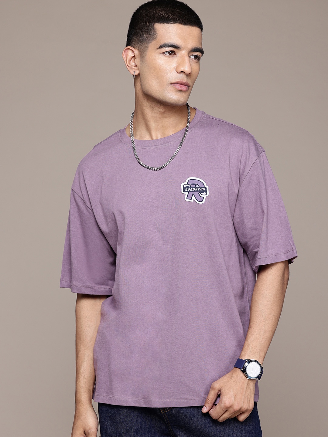 

The Roadster Lifestyle Co. Relaxed Fit Pure Cotton T-shirt, Purple