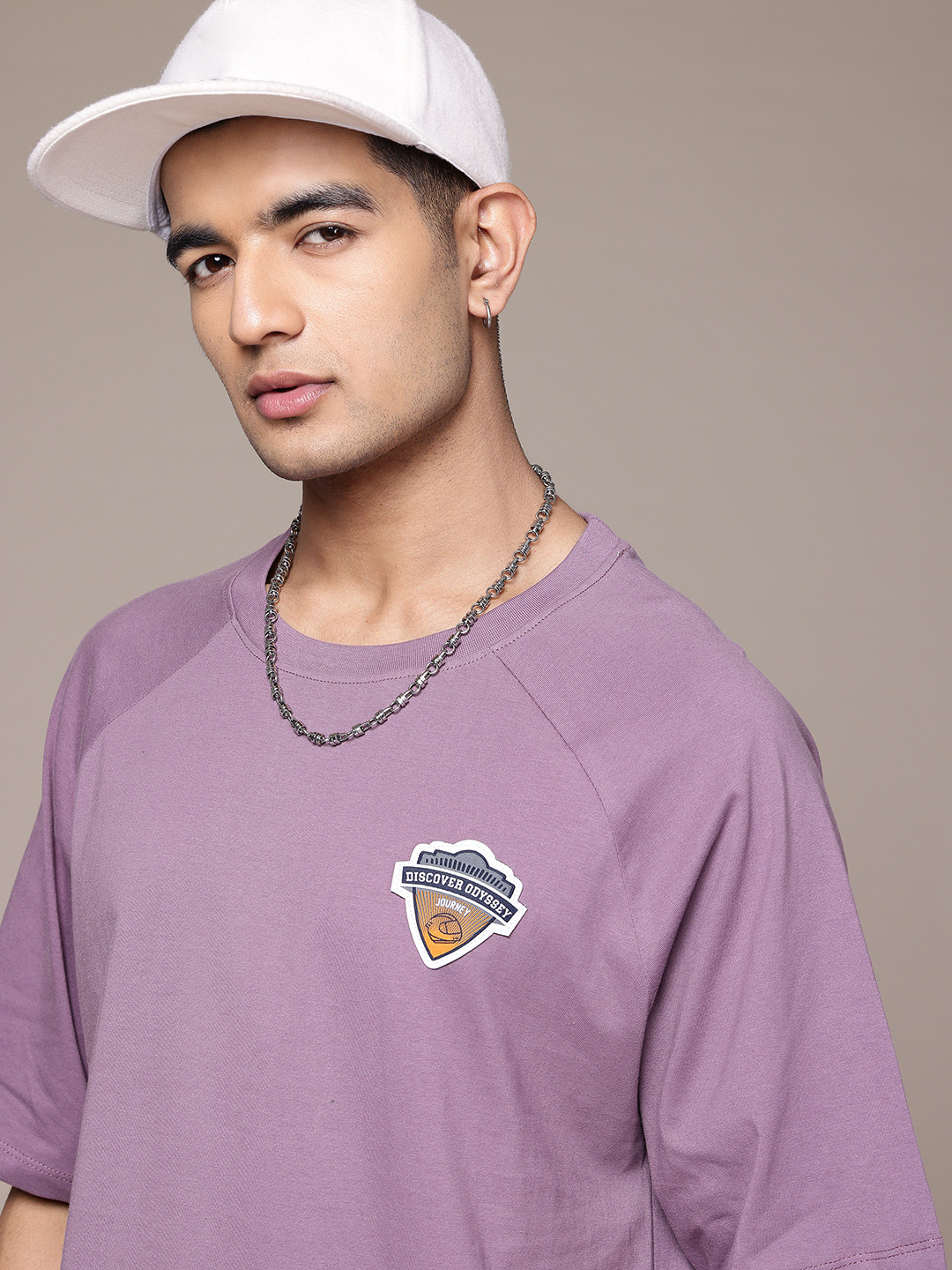 

The Roadster Lifestyle Co. Applique Detail Pure Cotton Relaxed Fit T-shirt, Lavender