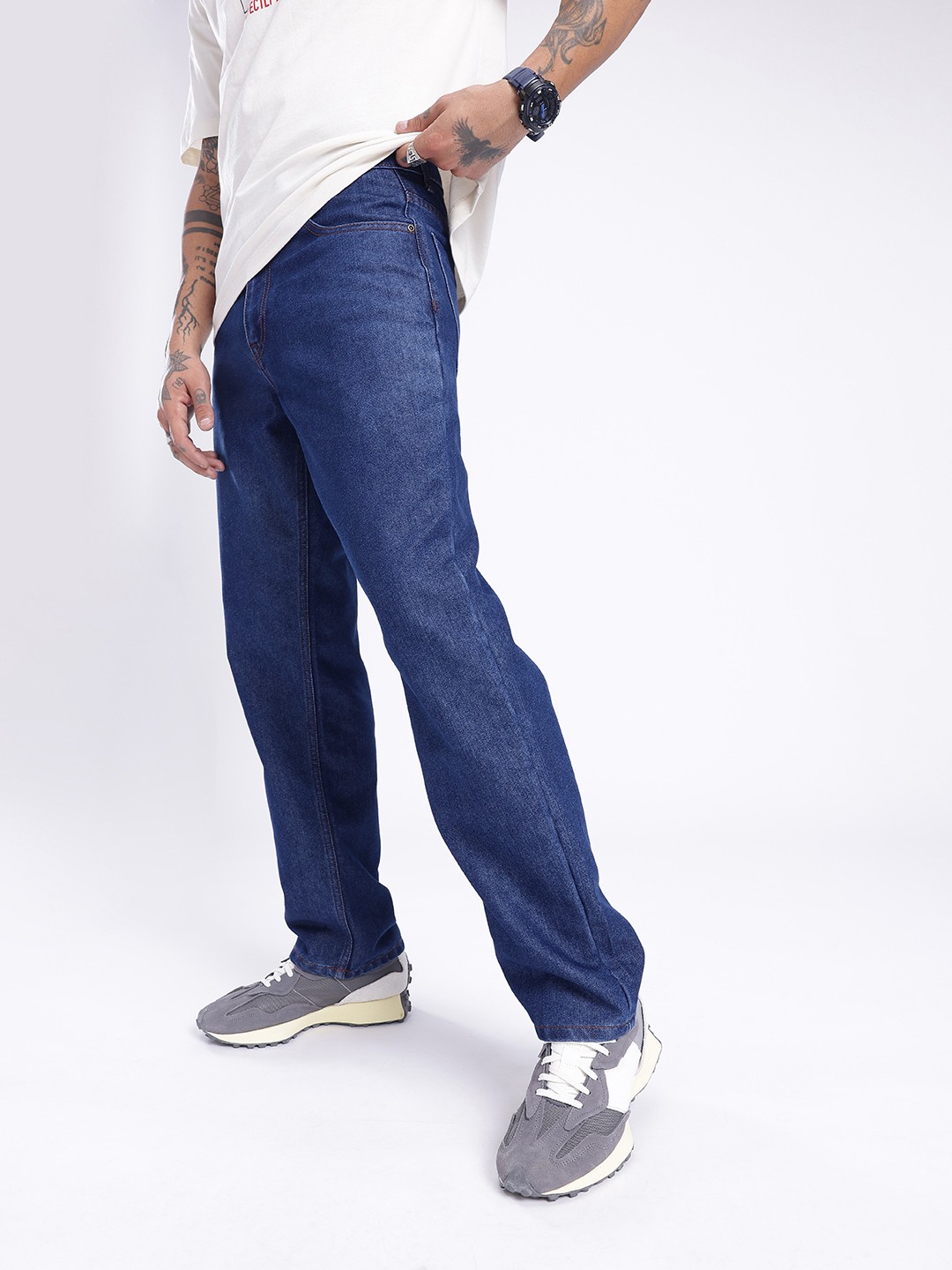 

glitchez Men Effortless Cool Straight Fit Jeans, Blue