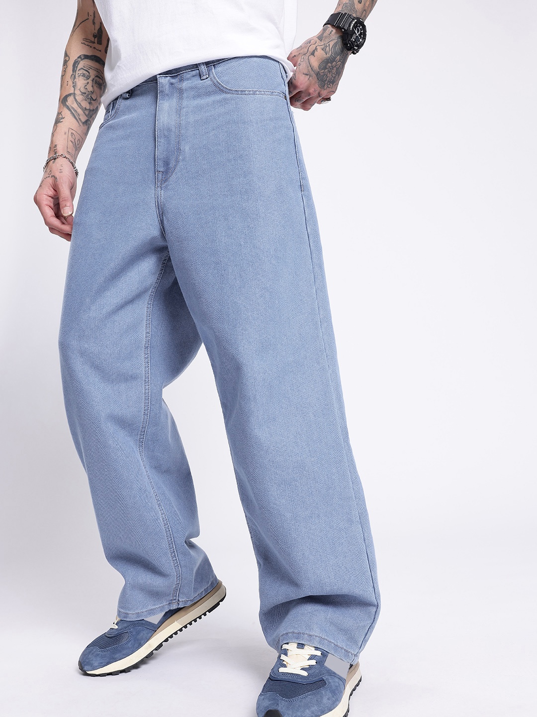 

glitchez Men Cool Touch Baggy Fit Jeans, Blue
