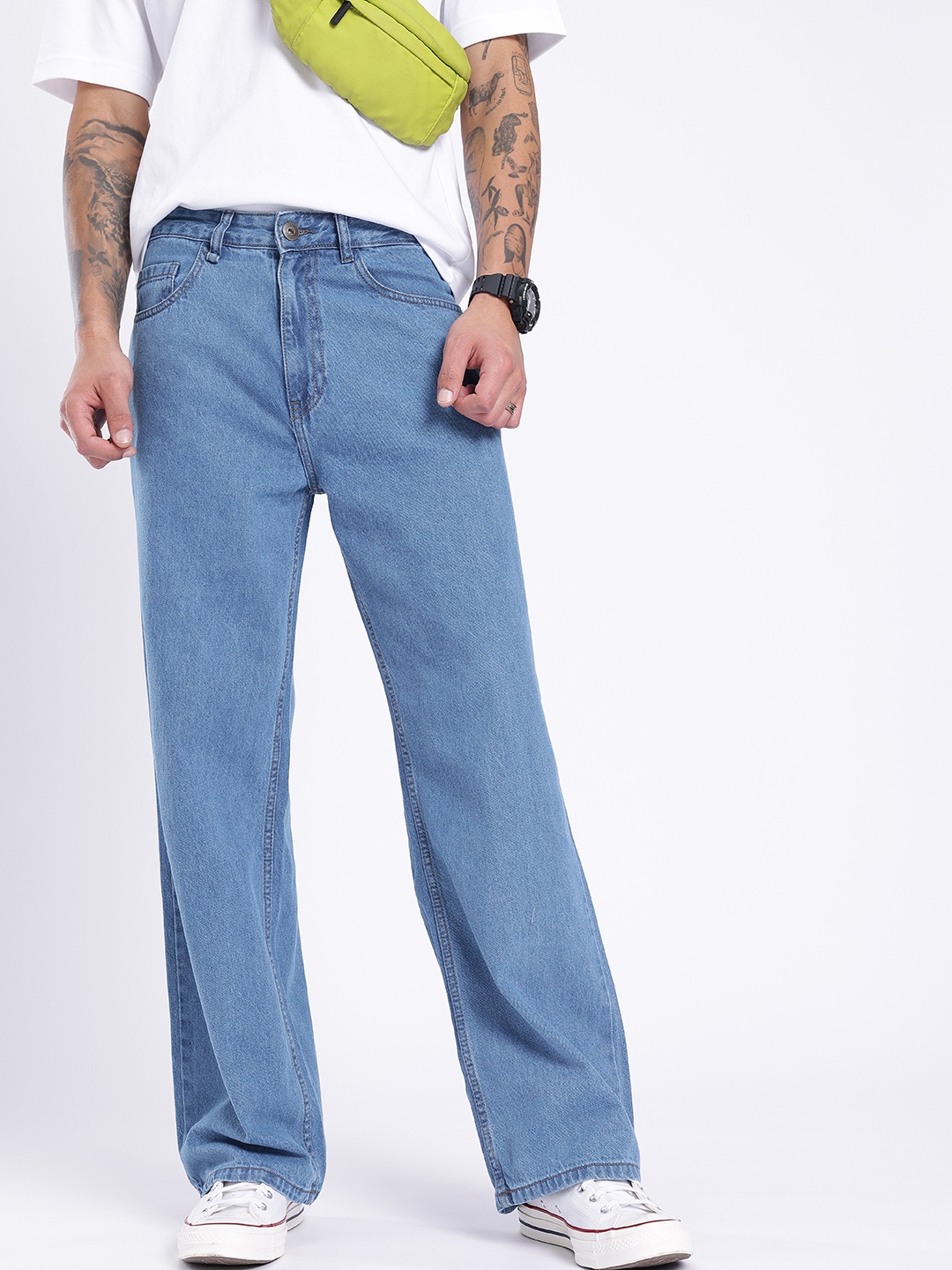 

glitchez Men Timeless Classic Flared Jeans, Blue