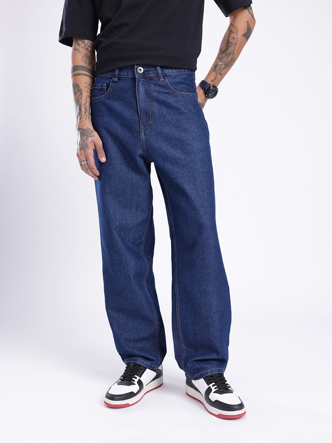 

glitchez Men Urban Edge Loose Fit Jeans, Blue