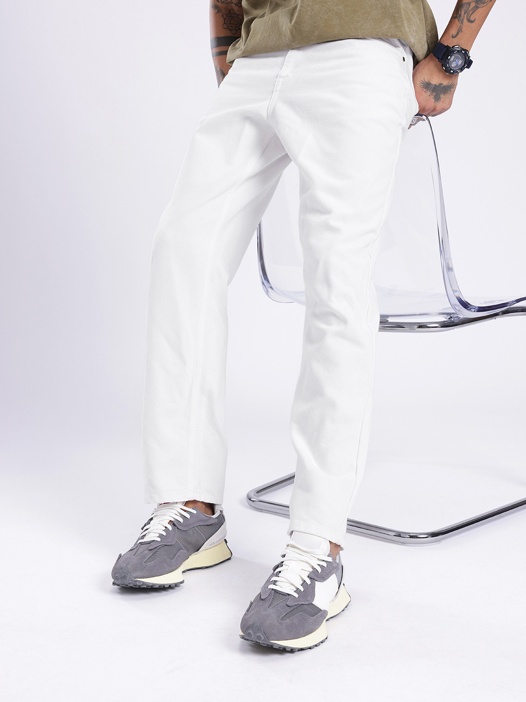 

glitchez Men Urban Savvy Straight Fit Jeans, White